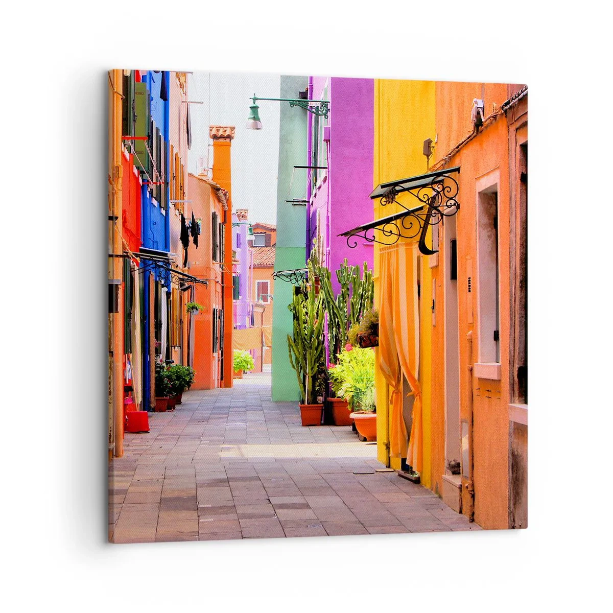 Bild auf Leinwand - Leinwandbild - Regenbogengasse - 50x50 cm