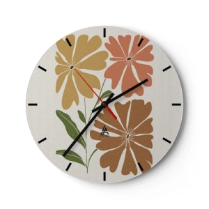 Wanduhr - Glasuhr - Eine florale Komposition in warmen Farbtönen auf hellem Hintergrund - 30x30cm - Natur und Geometrie - Moderne Wanddekoration für Wohnzimmer, Küche und Schlafzimmer ARTTOR