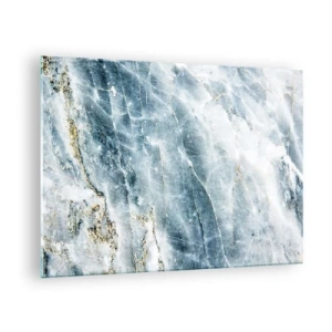 Glasbild - Bild auf glas - Abstrakte Eismarmorstruktur in Blau- und Weißtönen - 70x50cm - Eiswelt - Moderne Wanddekoration für Wohnzimmer und Schlafzimmer ARTTOR