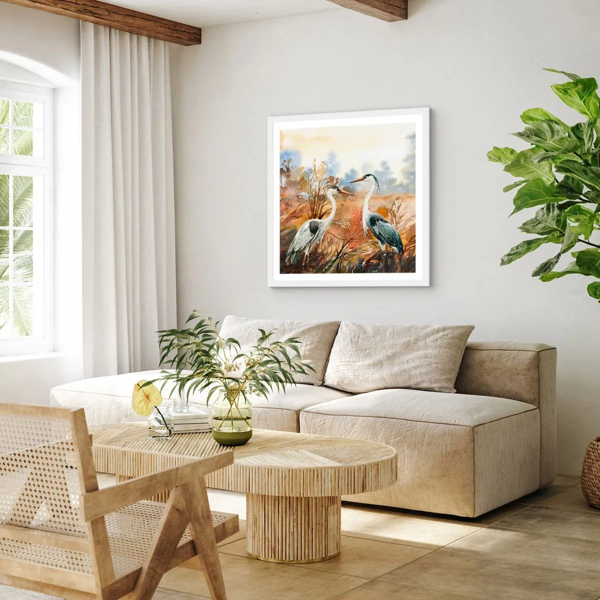 Poster in einem weißen Rahmen - Wohin im Herbst? - 40x40 cm