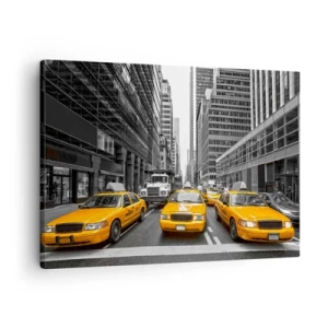 Bild auf Leinwand - Leinwandbild - Gelbe Taxis auf den Straßen von New York - 70x50cm - Wir färben die Stadt - Moderne Wanddekoration für Wohnzimmer und Schlafzimmer ARTTOR