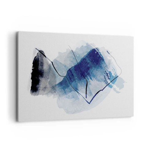 Bild auf Leinwand - Leinwandbild - Abstrakte Formen in Blautönen mit zarten Linien - 100x70cm - Eisberg - Moderne Wanddekoration für Wohnzimmer und Schlafzimmer ARTTOR