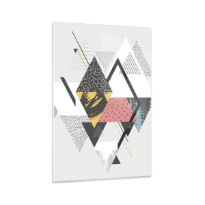 Glasbild - Bild auf glas - Geometrische Muster auf hellem Hintergrund - 70x100cm - Variation über Dreieck und Raute - Moderne Wanddekoration für Wohnzimmer und Schlafzimmer ARTTOR