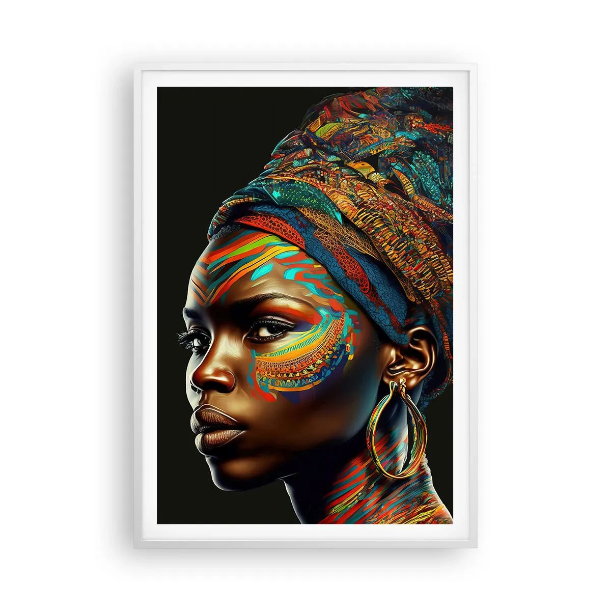 Poster in einem weißen Rahmen - Afrikanische Königin - 70x100 cm