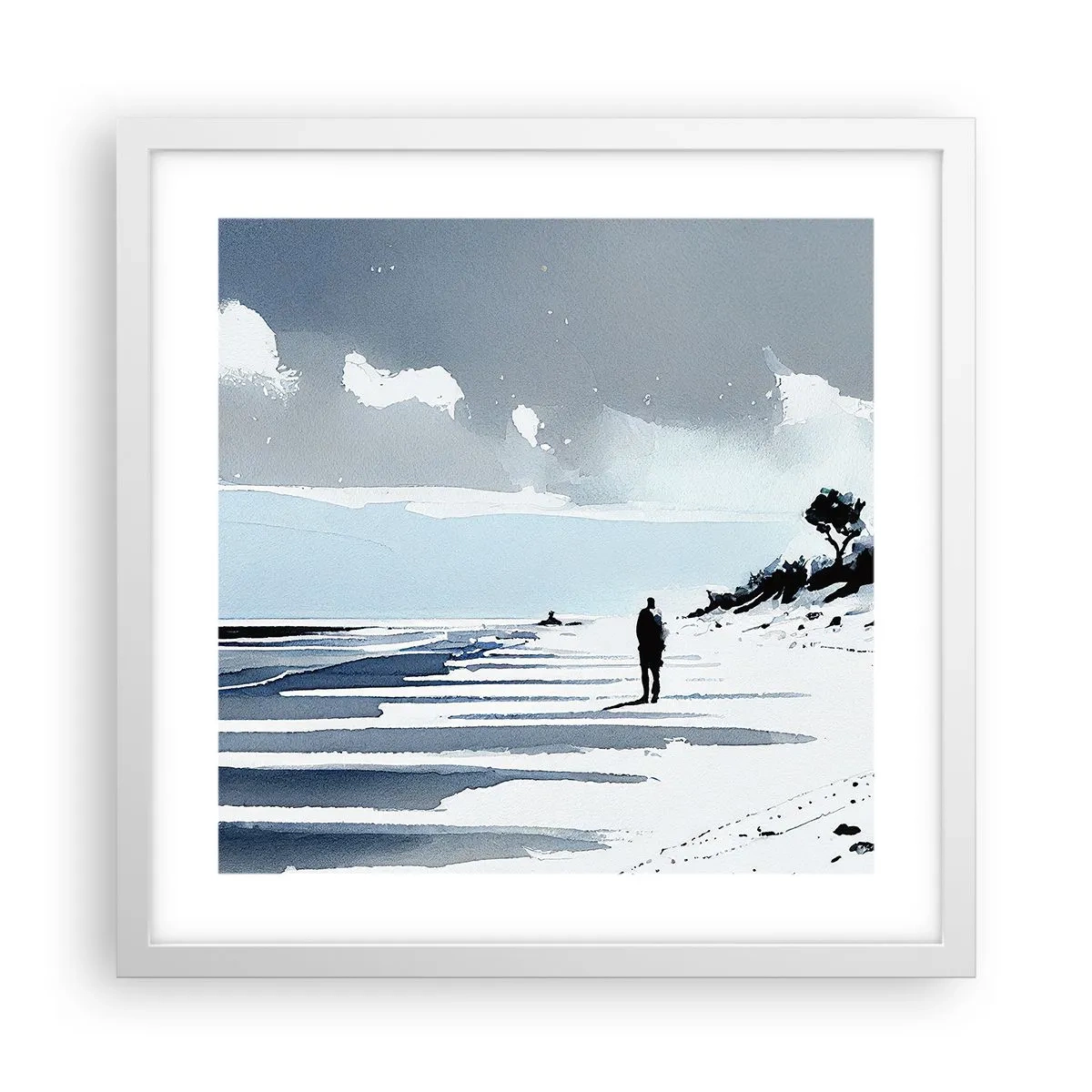 Poster in einem weißen Rahmen - Allein sein - 40x40 cm