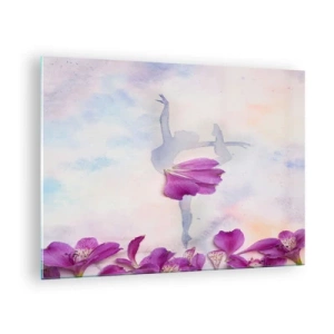 Glasbild - Bild auf glas - Silhouette einer Ballerina mit einer Blume in einer künstlerischen Komposition - 70x50cm - Zart wie eine Blume - Moderne Wanddekoration für Wohnzimmer und Schlafzimmer ARTTOR