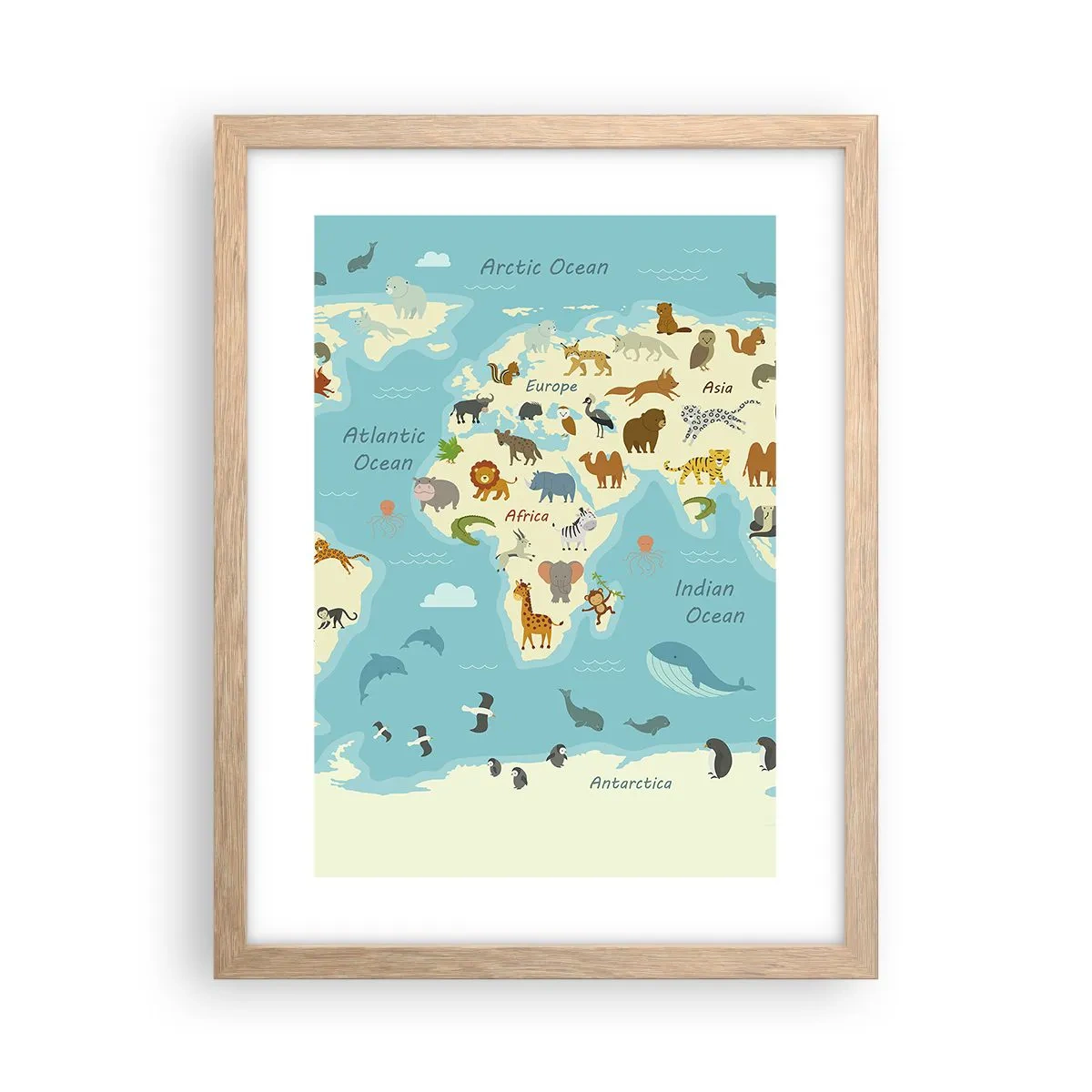 Poster in einem Rahmen aus heller Eiche - Gute Nachbarn - 30x40 cm