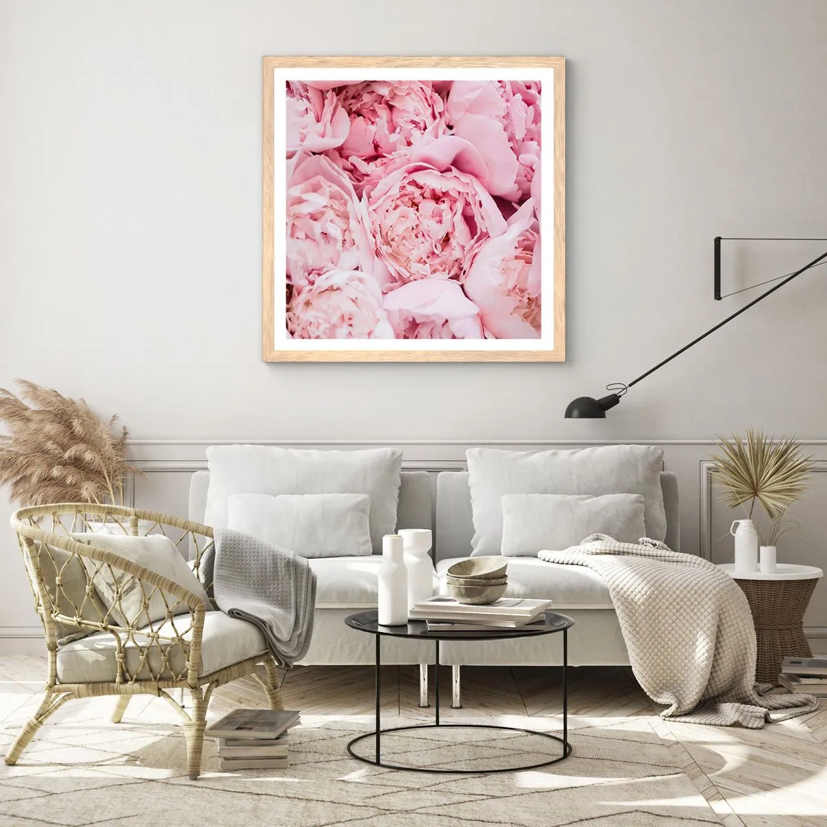 Poster in einem Rahmen aus heller Eiche - Anschmiegsam und duftend - 30x30 cm