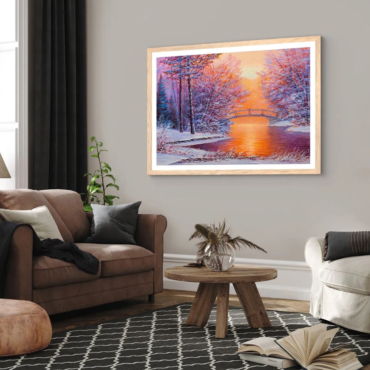 Poster in einem Rahmen aus heller Eiche - Treffen wir uns hier - 50x40 cm