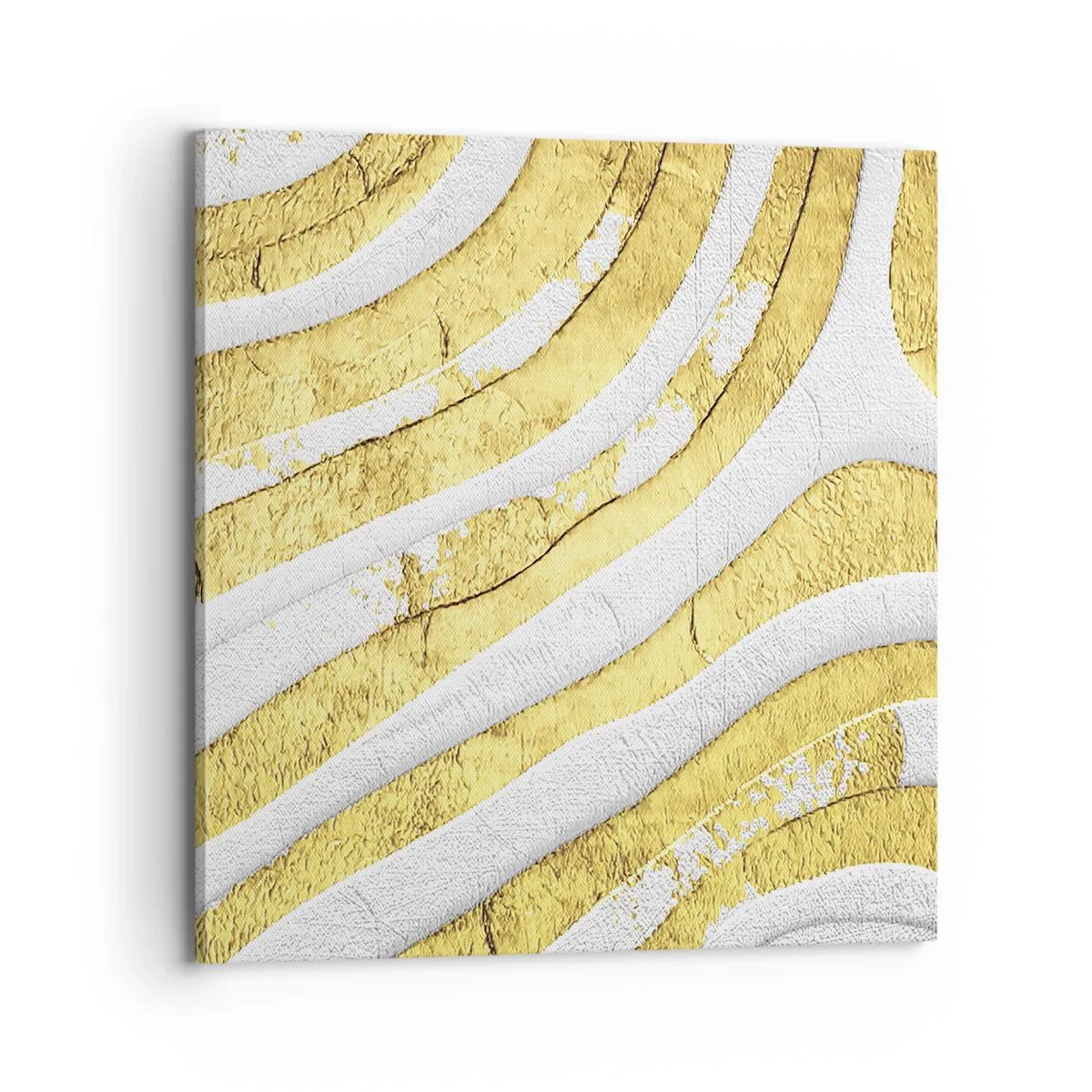Bild auf Leinwand - Leinwandbild - Komposition in Weiß und Gold - 70x70 cm