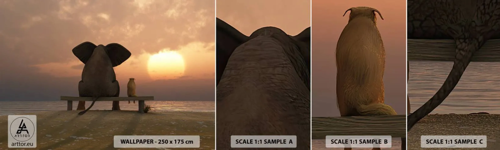 Fototapeten Muster Selbstklebend Deluxe Sticker - Es tut gut zusammen zu schweigen - Abstraktion, Tiere, Freundschaft - 100x30 cm