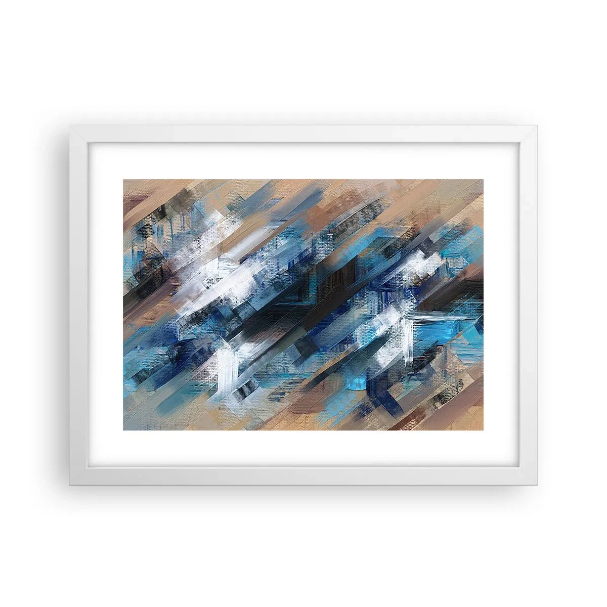 Poster in einem weißen Rahmen - Auf einer blauen Diagonale - 40x30 cm