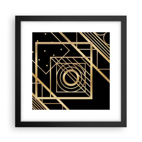 Poster in einem schwarzem Rahmen - Goldene Geometrie - 30x30 cm