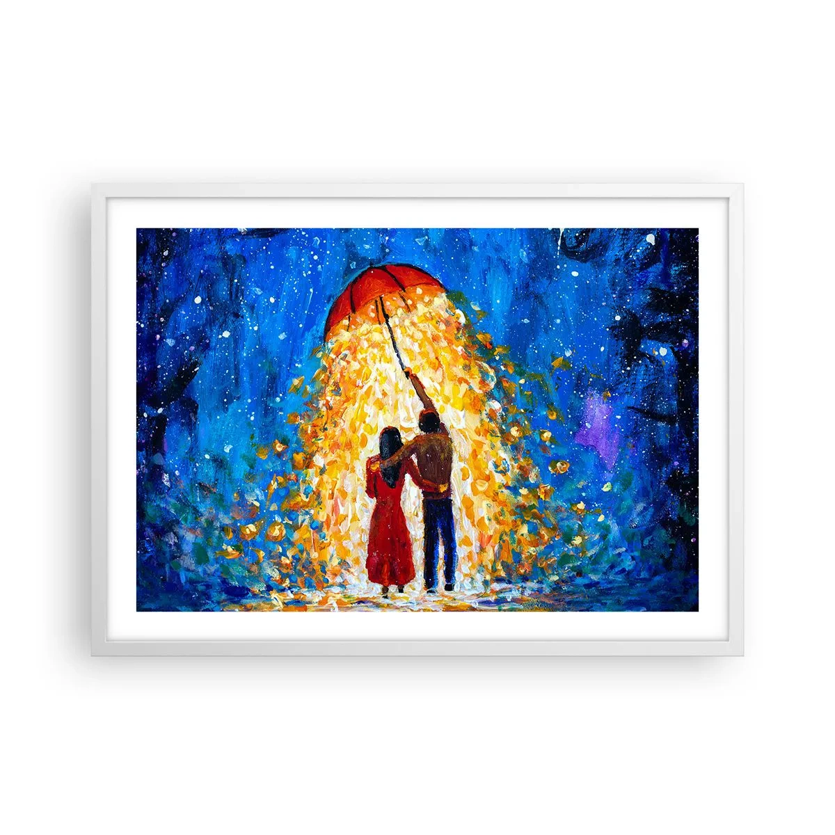 Poster in einem weißen Rahmen - Zauber eines Regenabends? - 70x50 cm