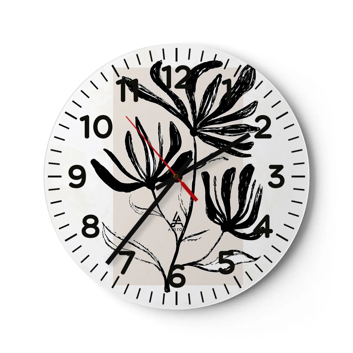 Wanduhr - Glasuhr - Skizze für das Herbarium - 30x30 cm
