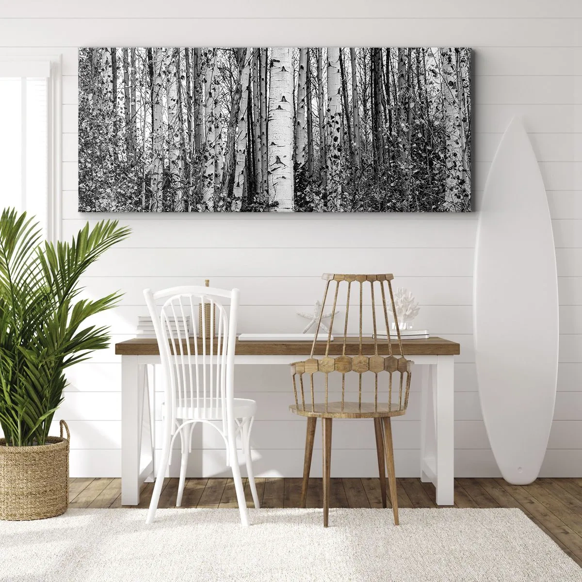 Bild auf Leinwand - Leinwandbild - Birkenkolonnade - 100x40 cm