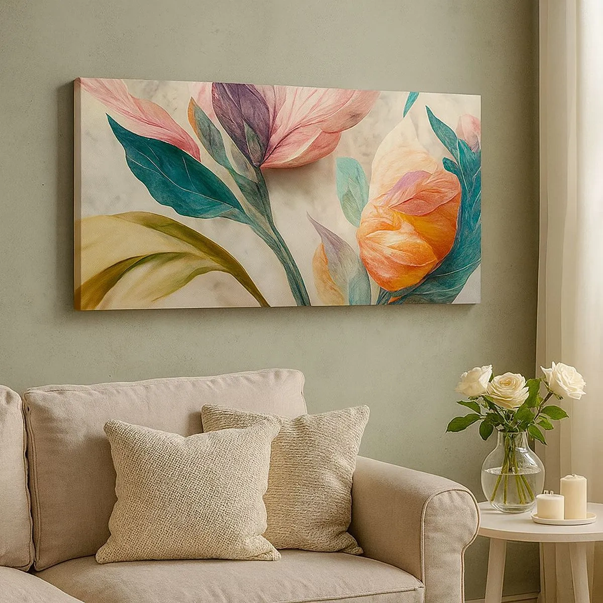 Bild auf Leinwand - Leinwandbild - Blumen der südlichen Inseln - 100x40 cm