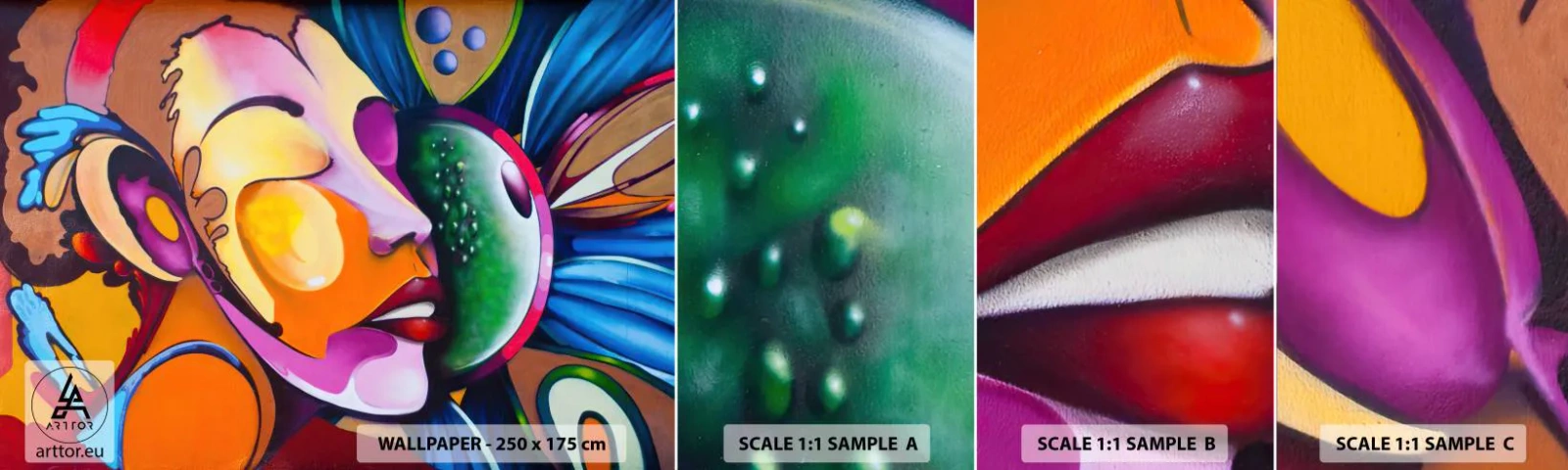 Fototapetenmuster Standard Eco - Mit Farbe berühren - Abstraktion, Frau, Kubismus - 100x30 cm