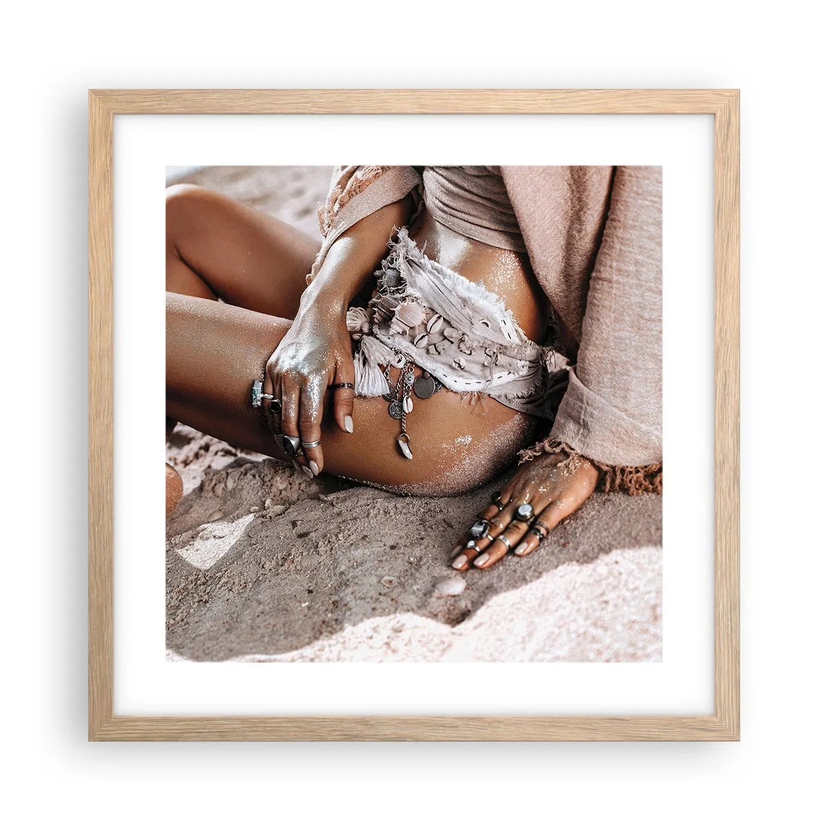 Poster in einem Rahmen aus heller Eiche - Von den Wellen geworfen? - 40x40 cm
