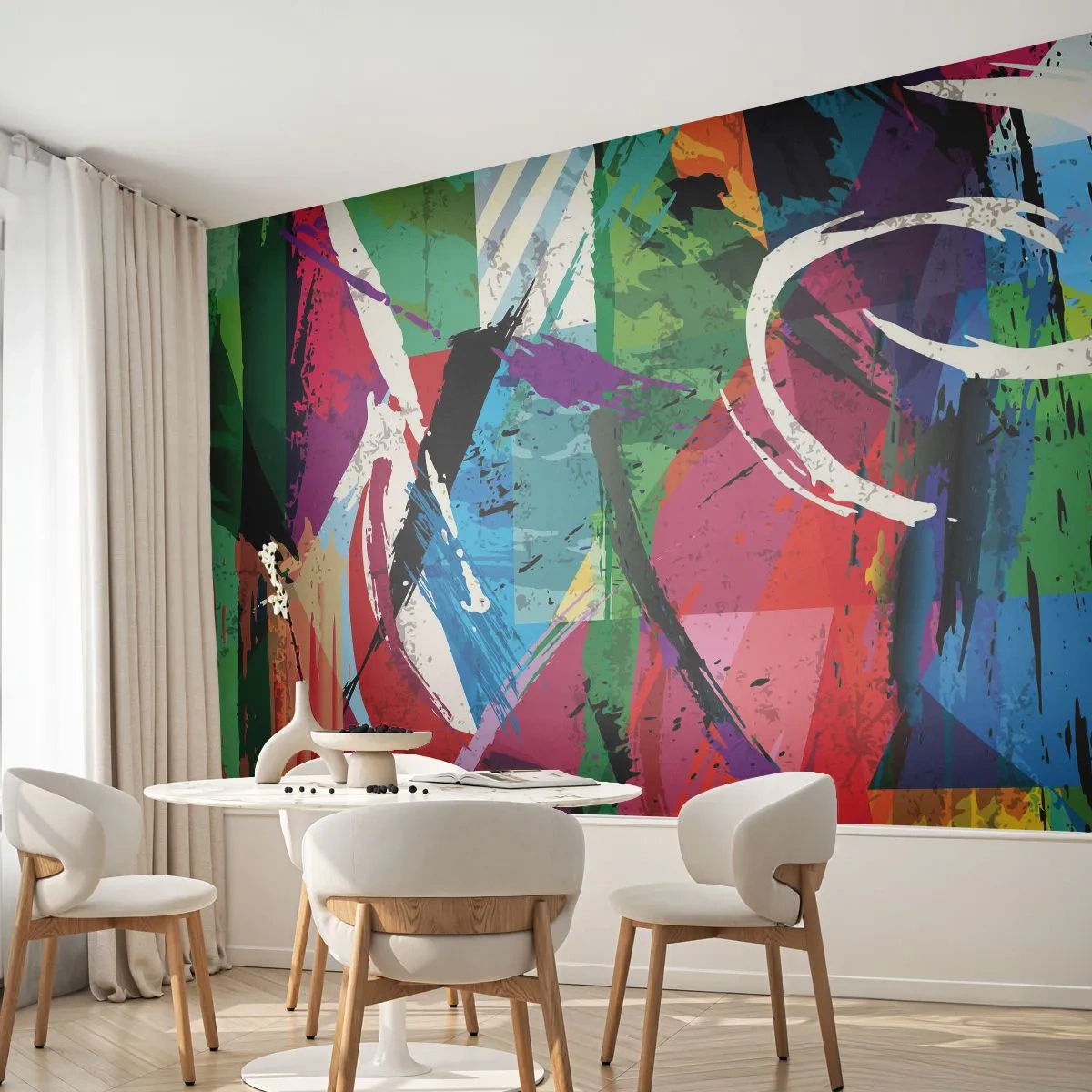 Fototapete Premium Sand - Eine abstrakte Komposition voller Farben - 100x70cm - Schnell, spritzig und springt - Moderne Wanddekoration für Wohnzimmer und Schlafzimmer ARTTOR