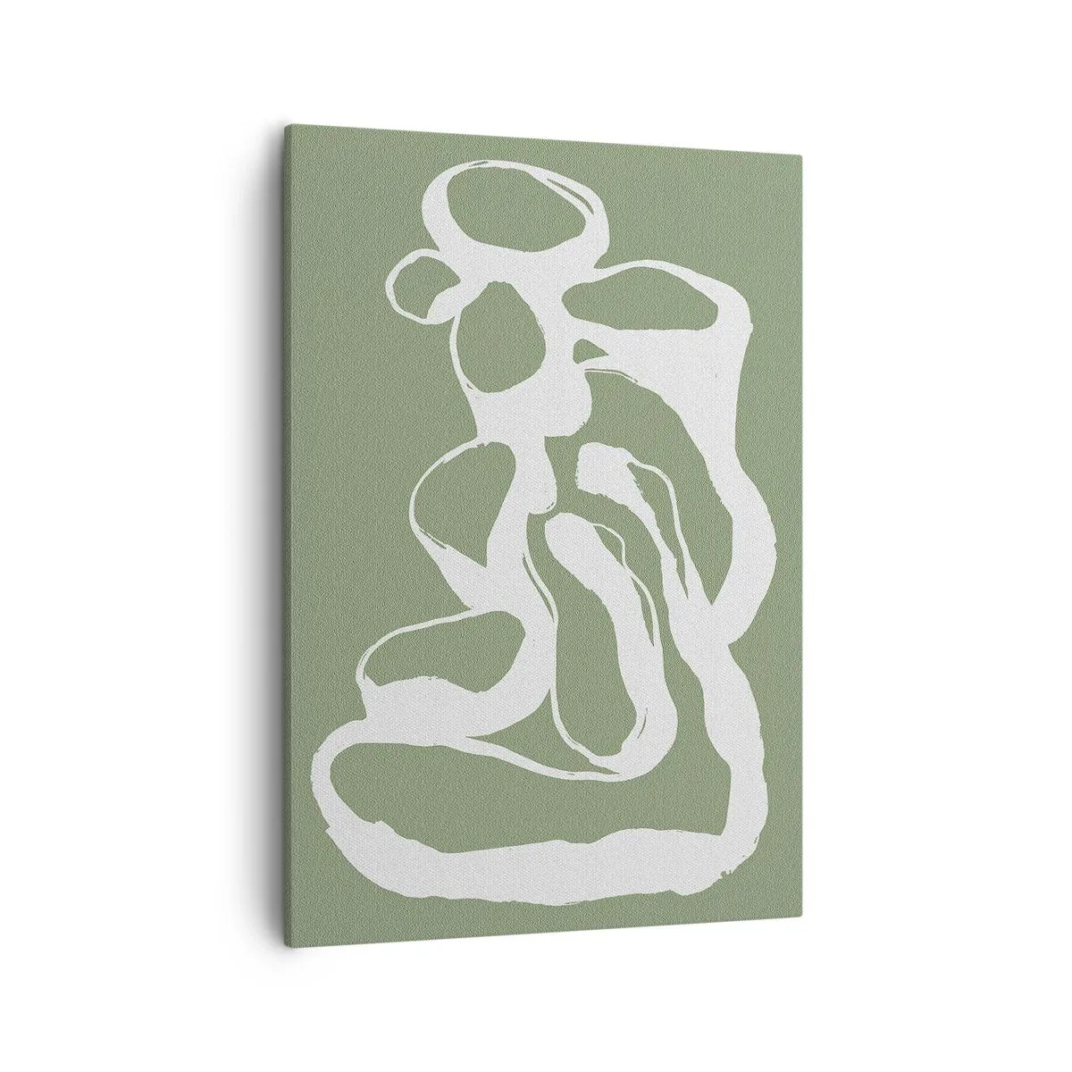 Bild auf Leinwand - Leinwandbild - Organische Formen in Weiß auf grünem Hintergrund - 50x70cm - Ruf des Weltraums - Moderne Wanddekoration für Wohnzimmer und Schlafzimmer ARTTOR