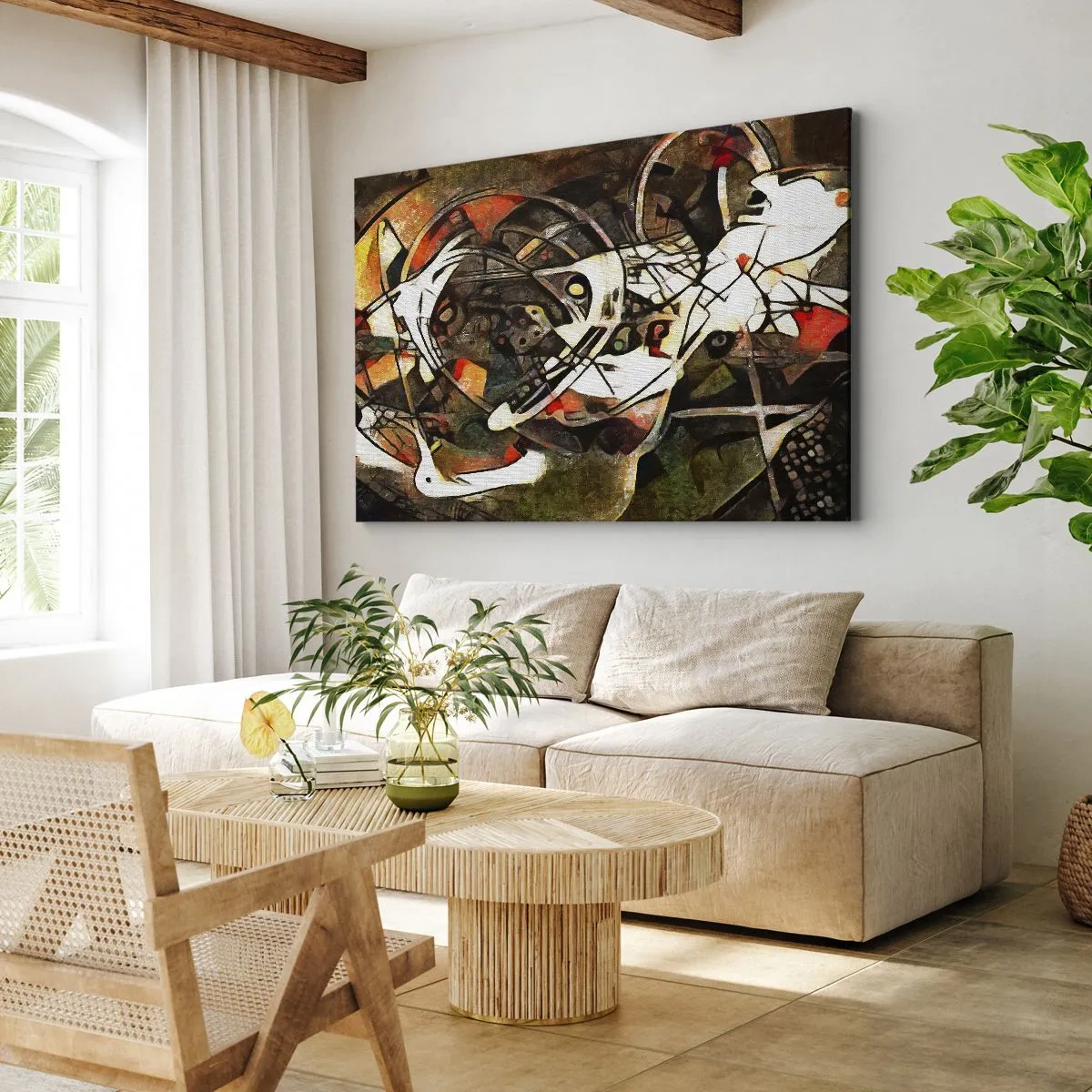 Bild auf Leinwand - Leinwandbild - Ausdrucksstarke Abstraktion in dunklen Tönen mit dynamischen Linien. - 120x80cm - Hören Sie den Verkehr? - Moderne Wanddekoration für Wohnzimmer und Schlafzimmer ARTTOR