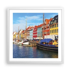 Poster in einem weißen Rahmen - Fröhlicher Kai - 50x50 cm