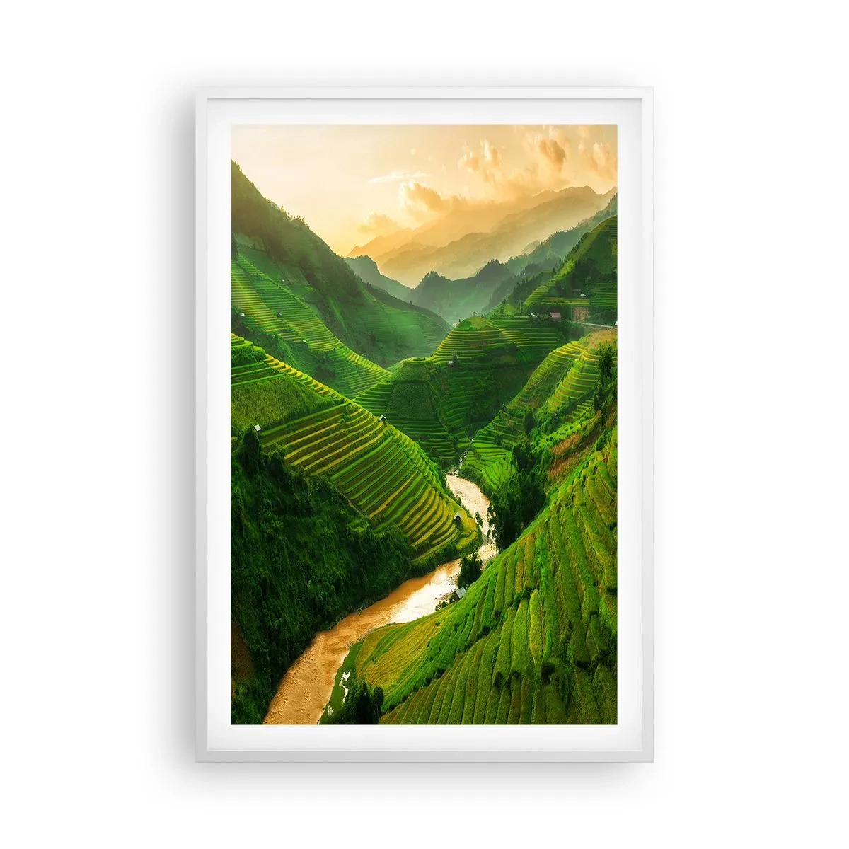 Poster in einem weißen Rahmen - Vietnamesisches Tal - 61x91 cm
