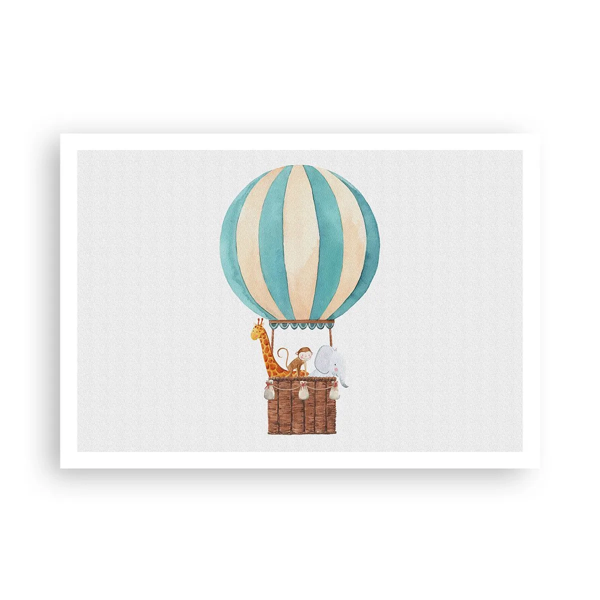 Poster - Ein Ballon mit süßen Tieren in Pastellfarben - 100x70cm - Fantastische Reise - Moderne Wanddekoration für Wohnzimmer und Schlafzimmer ARTTOR