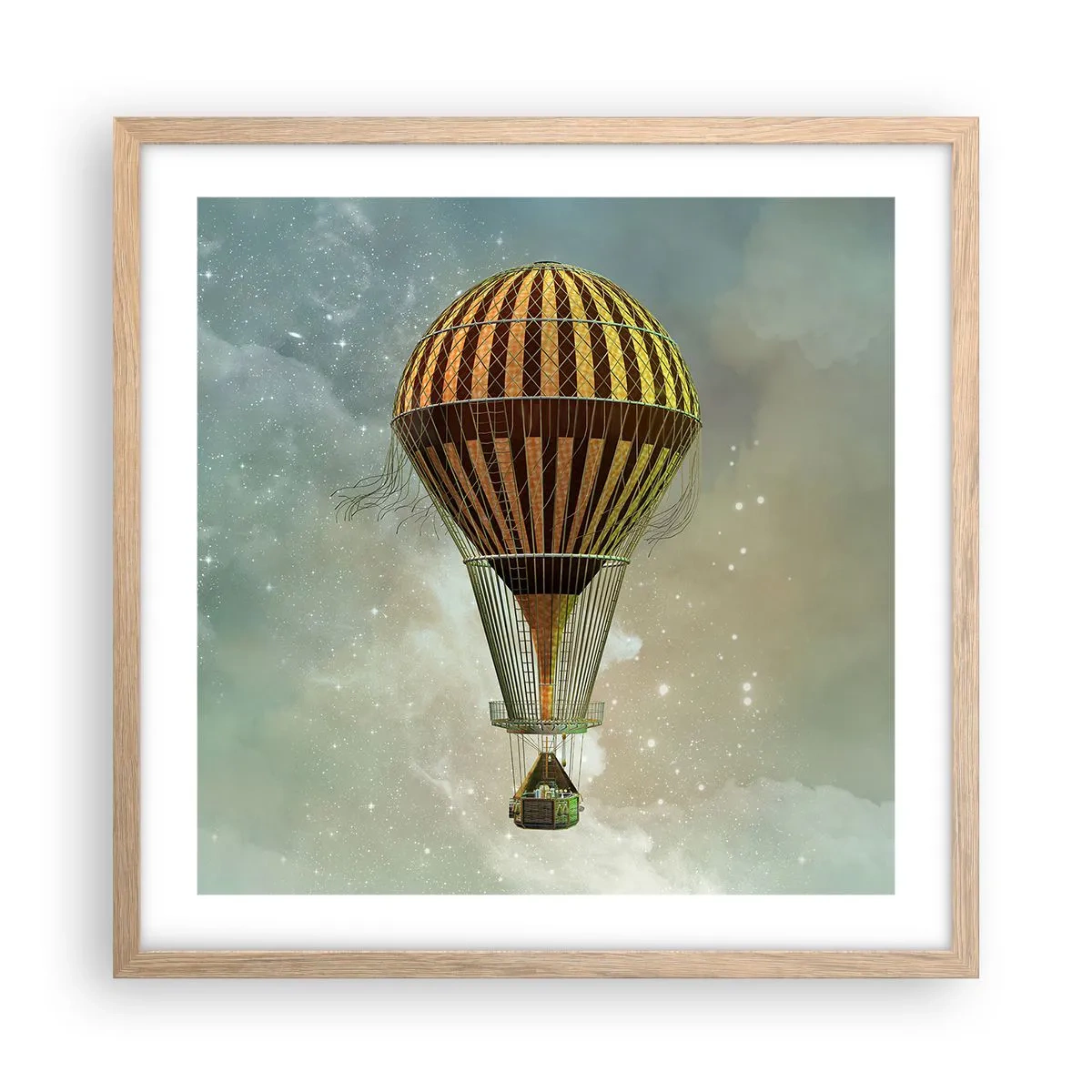 Poster in einem Rahmen aus heller Eiche - Pionierflüge - 50x50 cm