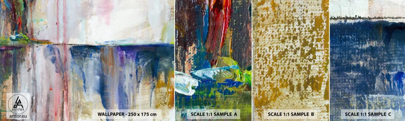 Fototapetenmuster Standard Eco - Bunte Eindrücke und Assoziationen - Abstraktion, Stück, Malerei - 100x30 cm