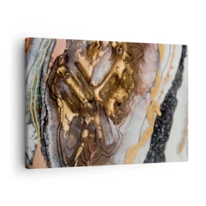 Bild auf Leinwand - Leinwandbild - Abstrakte Komposition mit Elementen aus Gold und Kristallen - 70x50cm - Das Element der Erde - Moderne Wanddekoration für Wohnzimmer und Schlafzimmer ARTTOR
