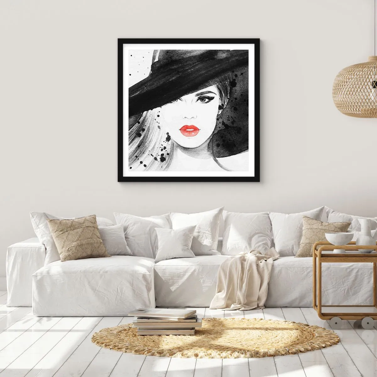 Poster in einem schwarzem Rahmen - Frau in schwarz - 50x50 cm