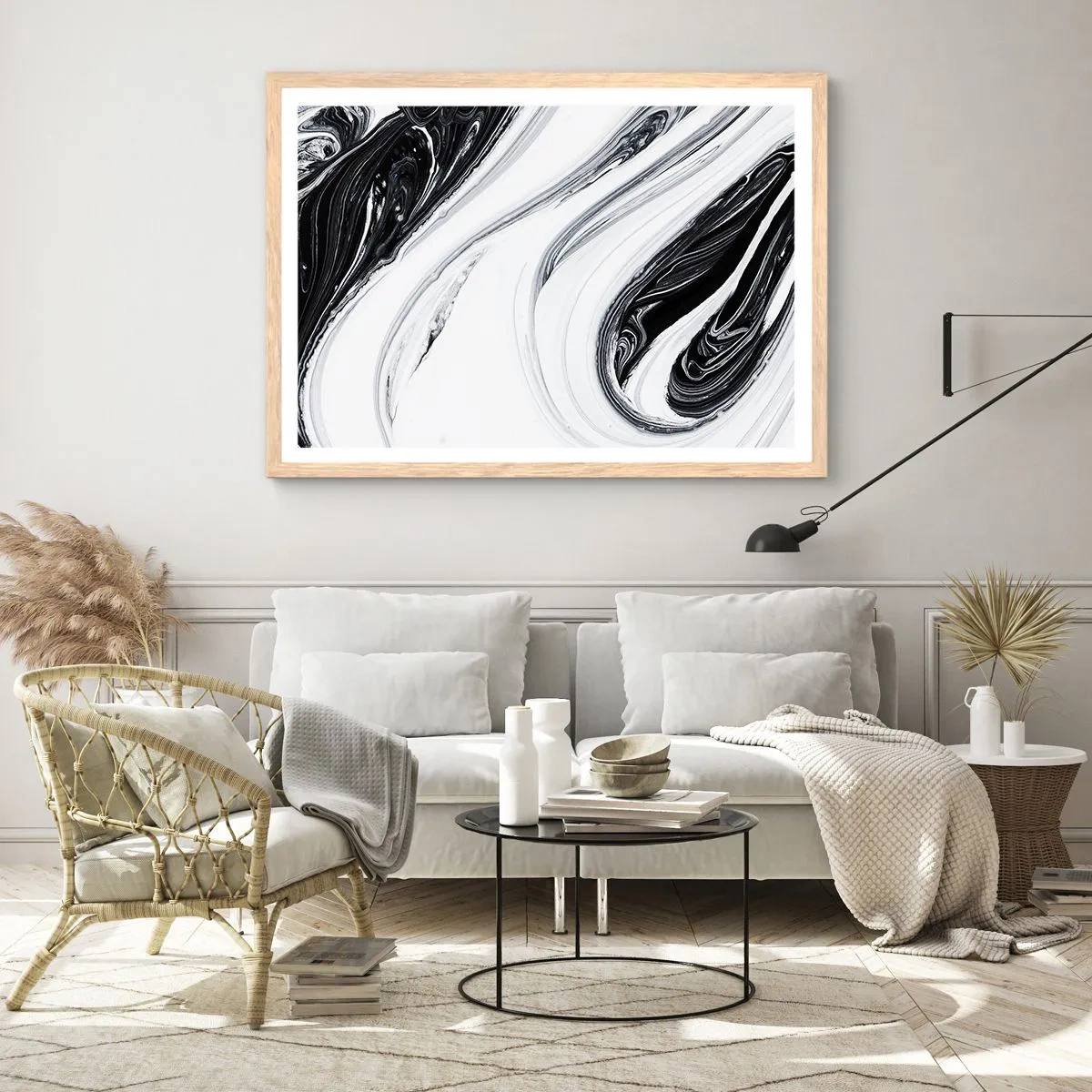 Poster in einem Rahmen aus heller Eiche - Kombination aus Gegensätzen - 50x40 cm