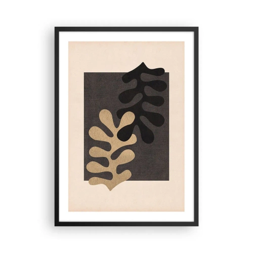 Poster in einem schwarzem Rahmen - Minimalistische abstrakte Grafiken mit organischen Formen - 50x70cm - Abwesenheit und Ergänzung - Moderne Wanddekoration für Wohnzimmer und Schlafzimmer ARTTOR