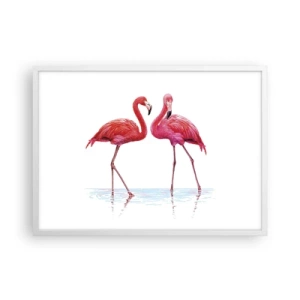 Poster in einem weißen Rahmen - Rosa randez-vous - 70x50 cm