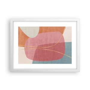 Poster in einem weißen Rahmen - Pastellkomposition mit Goldfaden - 40x30 cm
