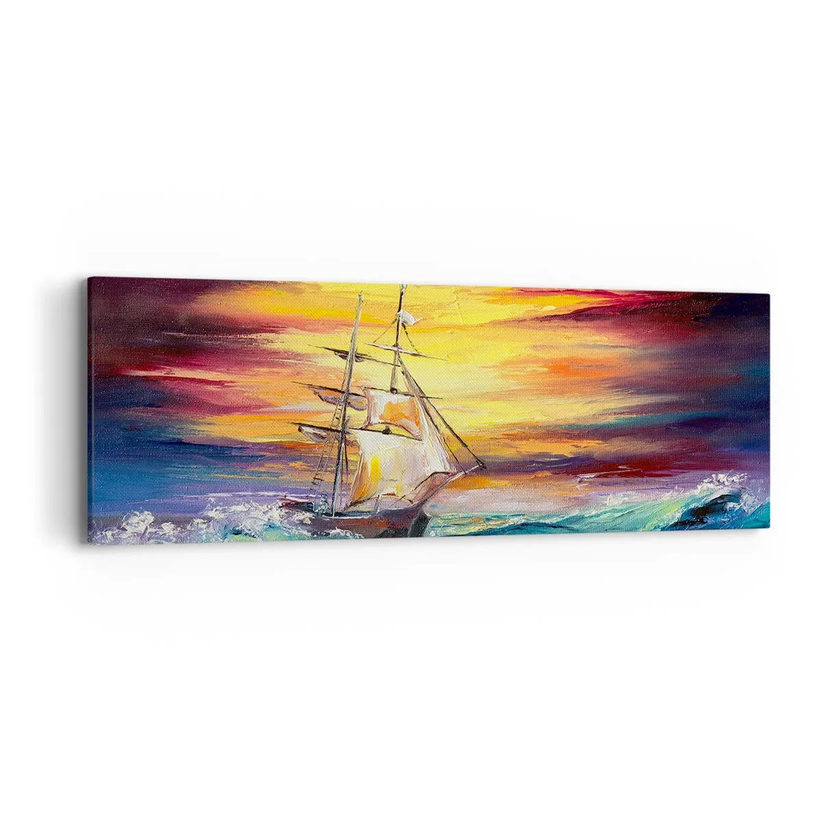 Bild auf Leinwand - Leinwandbild - Tapfer unter den Wellen - 90x30 cm