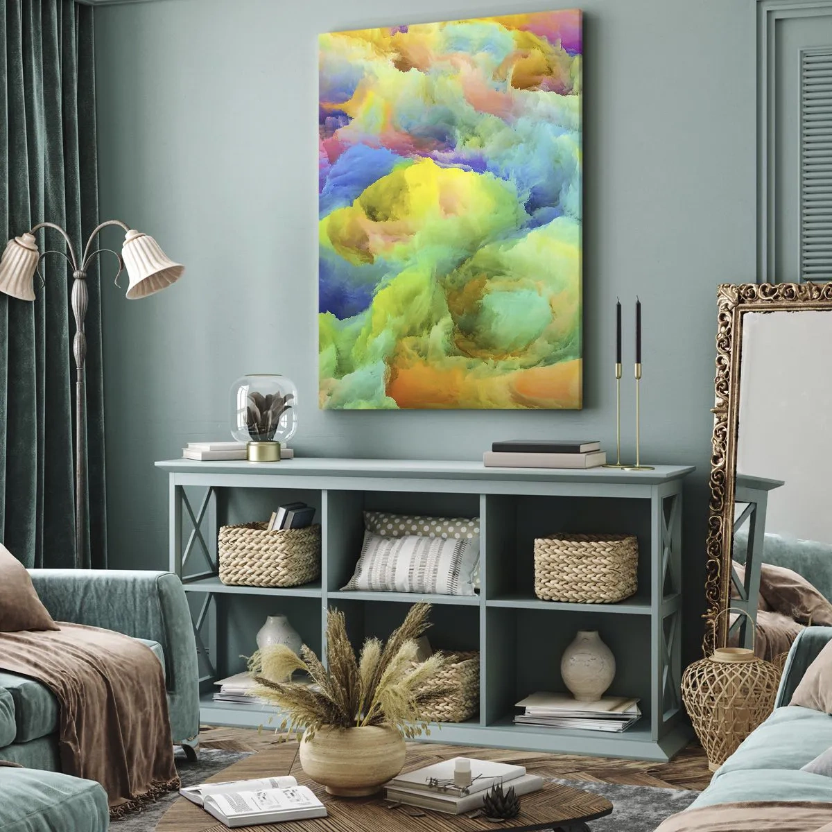 Bild auf Leinwand - Leinwandbild - Regenbogen unten - 55x100 cm