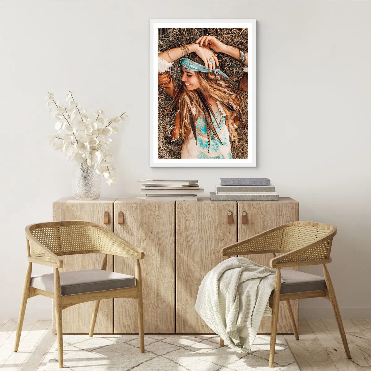 Poster in einem weißen Rahmen - Auf dem Weg in den Sommer der Liebe - 40x50 cm