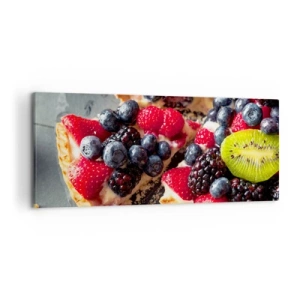 Bild auf Leinwand - Leinwandbild - Bunte Tarte mit Früchten und Sahne - 120x50cm - Dolce Vita! - Moderne Wanddekoration für Wohnzimmer und Schlafzimmer ARTTOR