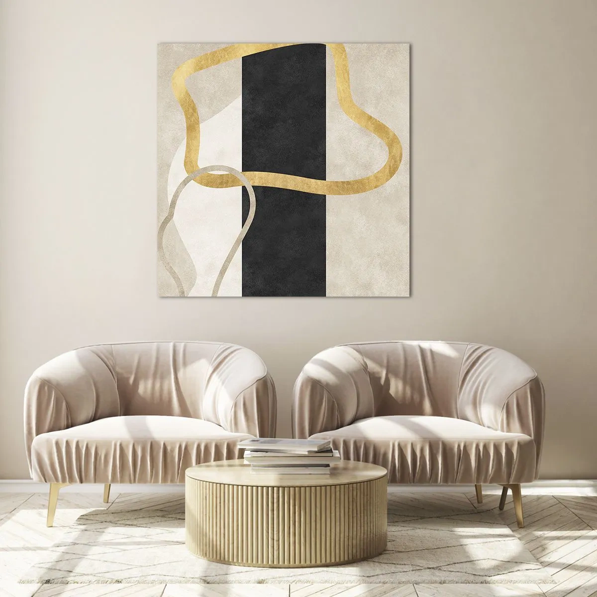 Glasbild - Bild auf glas - Schleifenformen - 70x70 cm