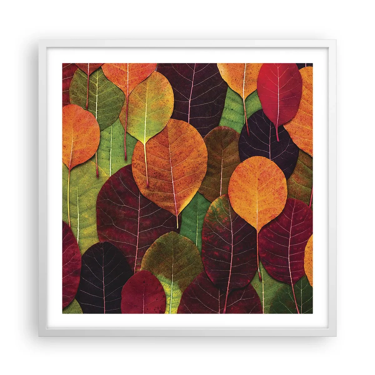 Poster in einem weißen Rahmen - Herbstmosaik - 60x60 cm