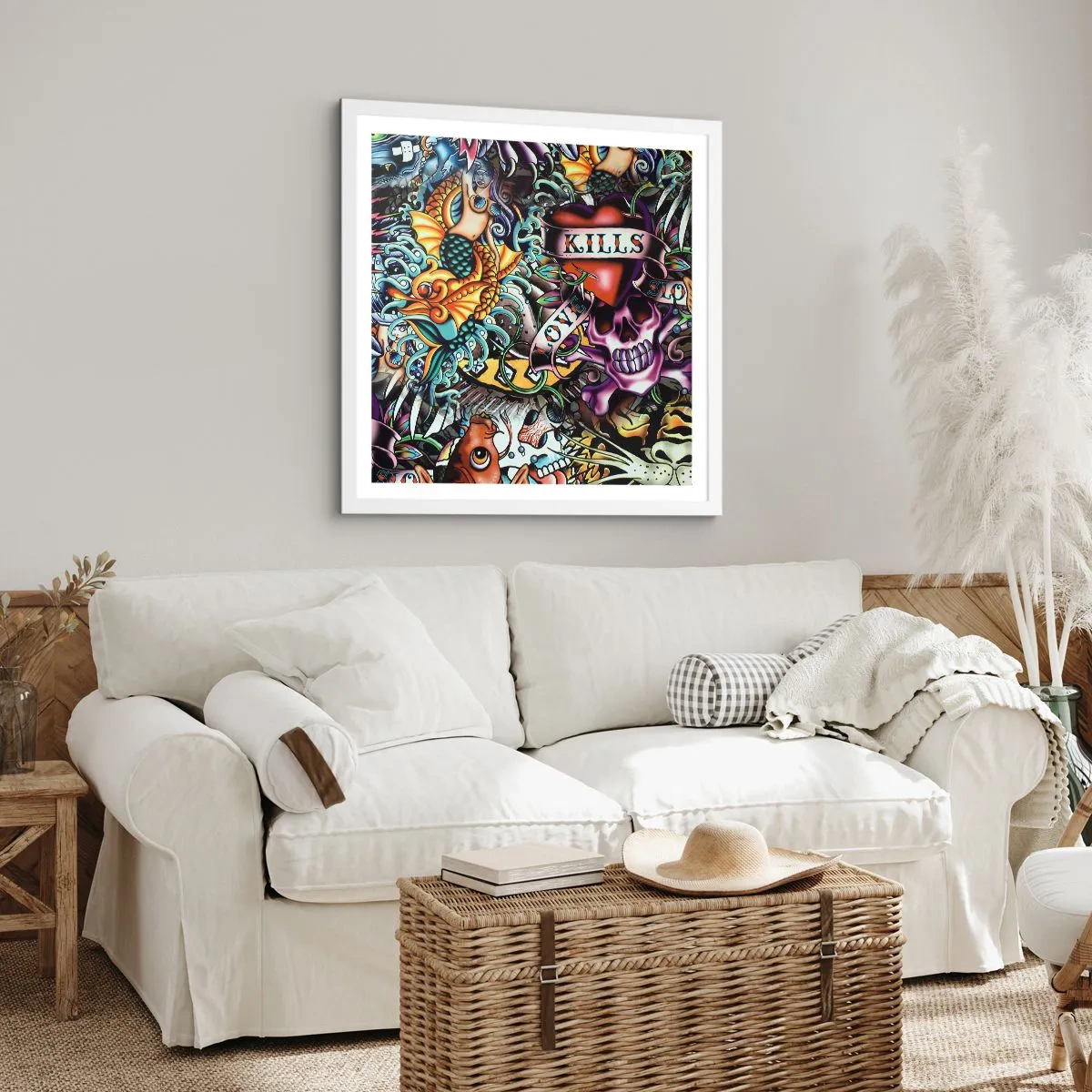 Poster in einem weißen Rahmen - Der Traum des Tätowierers - 60x60 cm