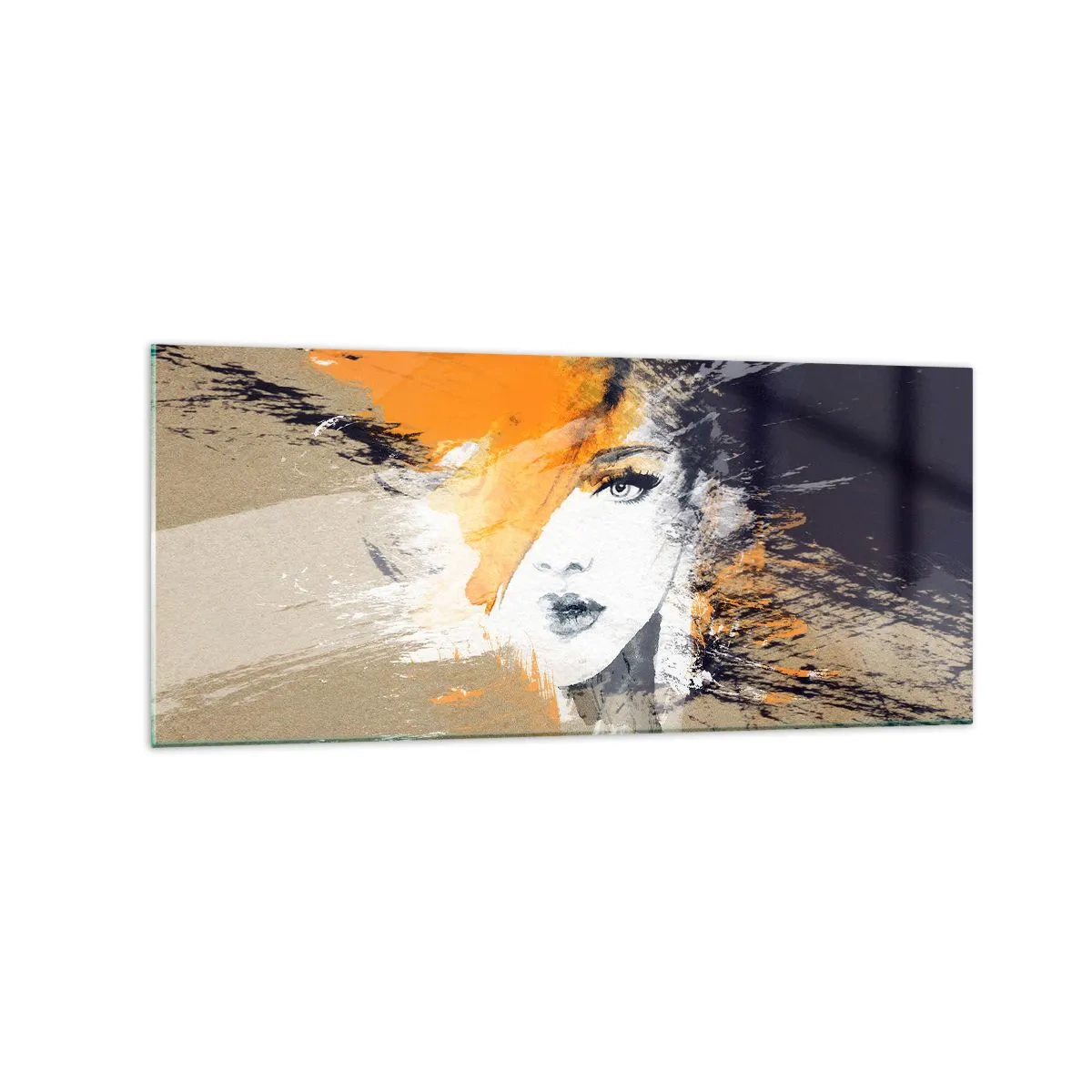 Glasbild - Bild auf glas - Abstraktes Frauenporträt mit intensiven Farben - 120x50cm - Und es ist Licht - Moderne Wanddekoration für Wohnzimmer und Schlafzimmer ARTTOR