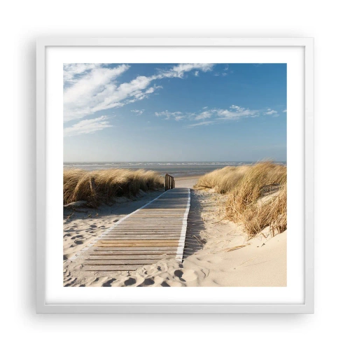 Poster in einem weißen Rahmen - Hinter der Düne, im Rauschen des Grases - 50x50 cm