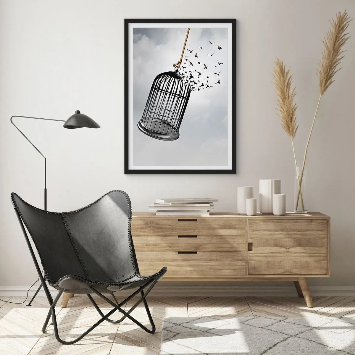 Poster in einem schwarzem Rahmen - Glaube ... Hoffnung ... Freiheit! - 70x100 cm