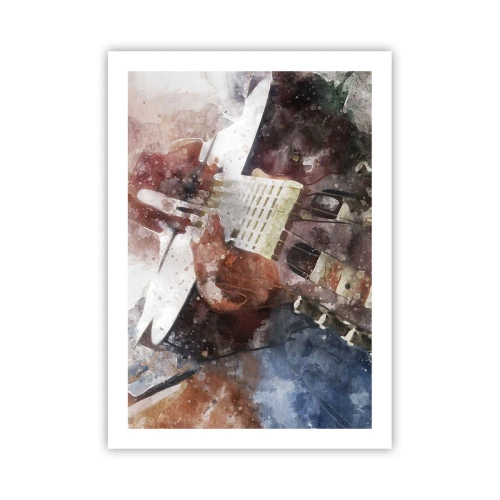 Poster - Künstlerische Darstellung einer Gitarre im Aquarellstil - 50x70cm - Und was halten Sie davon? - Moderne Wanddekoration für Wohnzimmer und Schlafzimmer ARTTOR