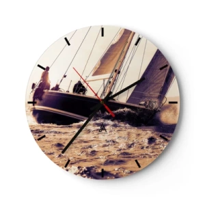 Wanduhr - Glasuhr - Segle, Seemann - 40x40 cm