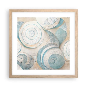 Poster in einem Rahmen aus heller Eiche - Was verbirgt sich in der Muschel? - 40x40 cm